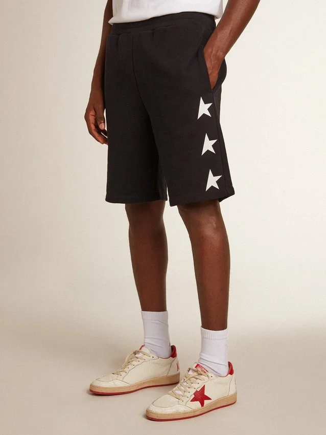 Svarta bermudashorts för herr med vita stjärnor