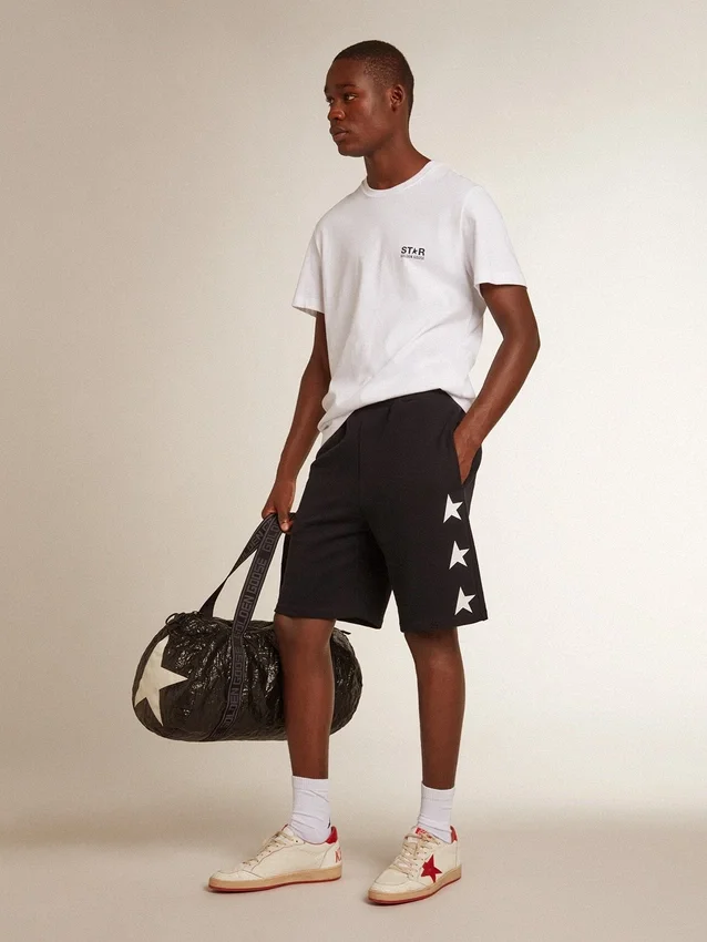 Svarta bermudashorts för herr med vita stjärnor