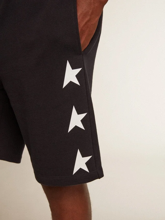 Svarta bermudashorts för herr med vita stjärnor