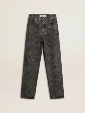 Svarta damjeans med blommotiv
