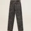 Svarta damjeans med blommotiv