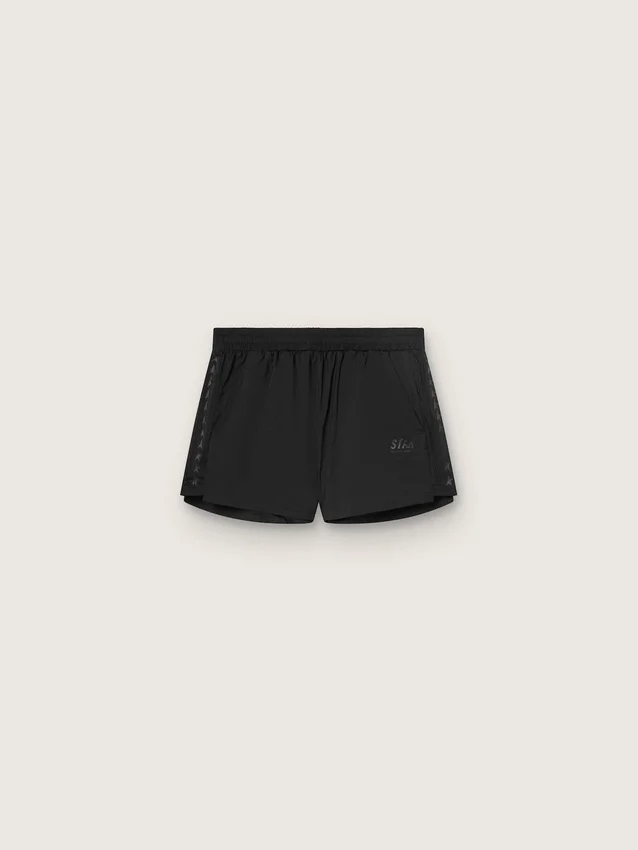 Svarta dubbla lager-sportshorts för damer