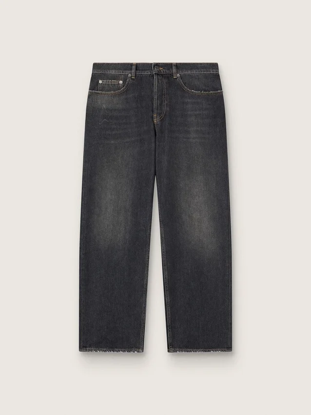 Svarta herrjeans med stonewashed-effekt