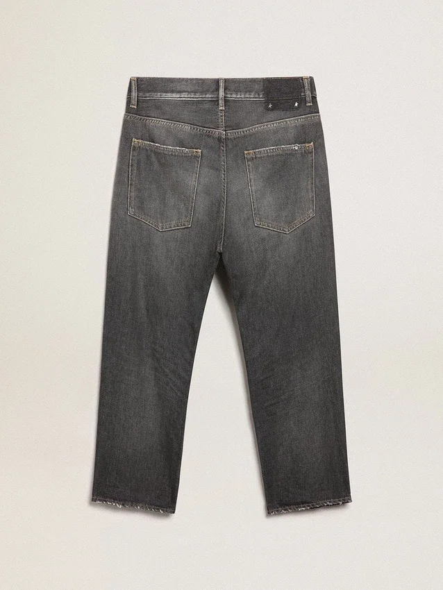 Svarta herrjeans med stonewashed-effekt