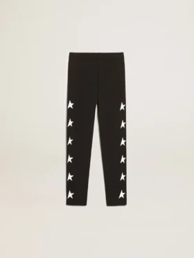 Svarta leggings för flickor med vita stjärnor på sidorna