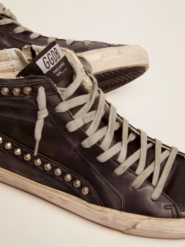 Svarta Slide-sneakers för herr med nitar