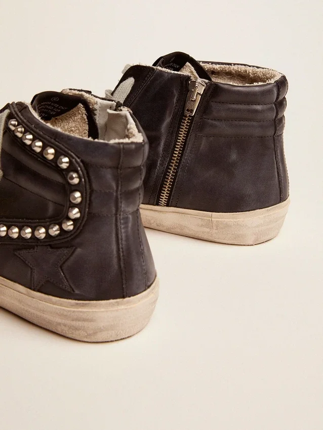 Svarta Slide-sneakers för herr med nitar