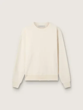 Sweatshirt i åldrat vitt med omvänt logo på ryggen – Jersey Capsule