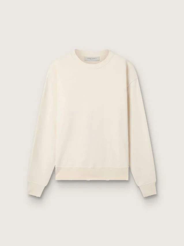 Sweatshirt i åldrat vitt med omvänt logo på ryggen – Jersey Capsule
