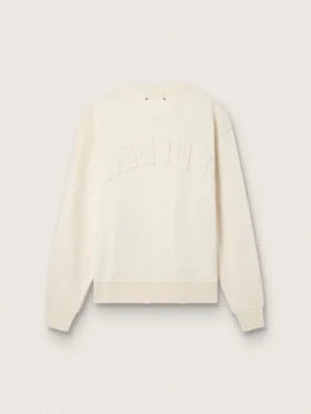 Sweatshirt i åldrat vitt med omvänt logo på ryggen – Jersey Capsule