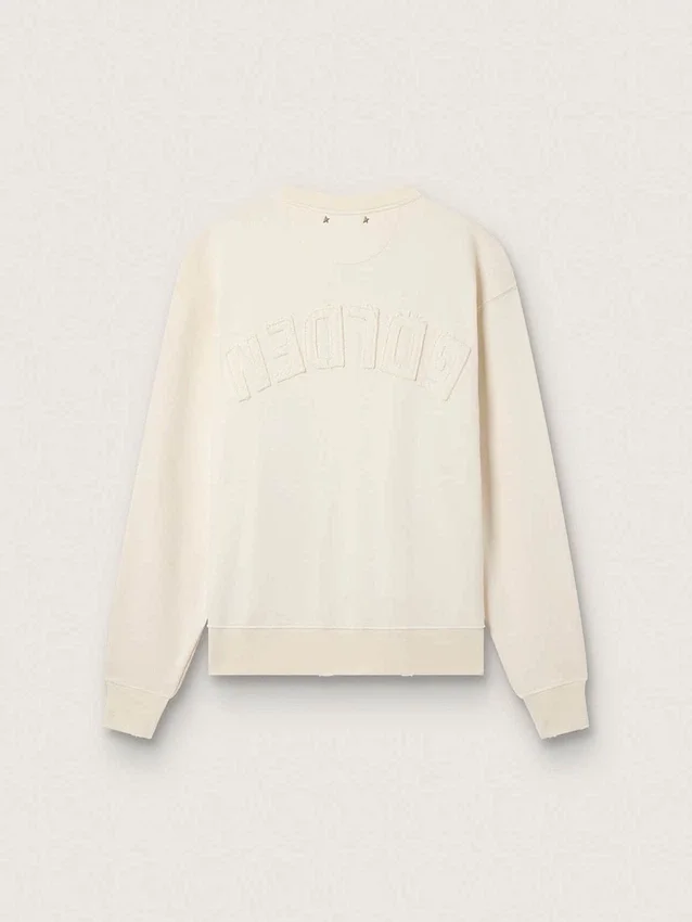 Sweatshirt i åldrat vitt med omvänt logo på ryggen – Jersey Capsule