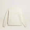 Sweatshirt i åldrat vitt med omvänt logo på ryggen – Jersey Capsule