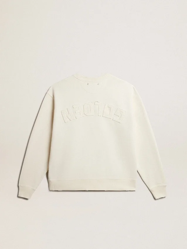 Sweatshirt i åldrat vitt med omvänt logo på ryggen – Jersey Capsule