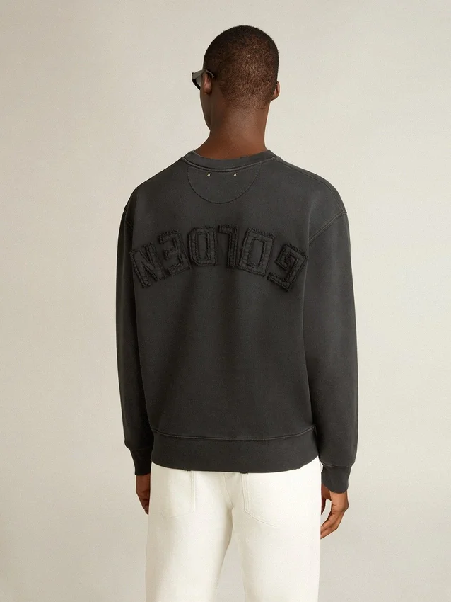 Sweatshirt i tvättad svart med omvänt logo på ryggen – Jersey Capsule