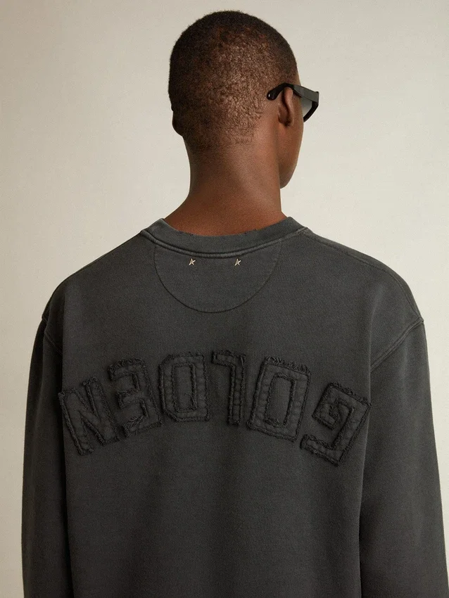 Sweatshirt i tvättad svart med omvänt logo på ryggen – Jersey Capsule