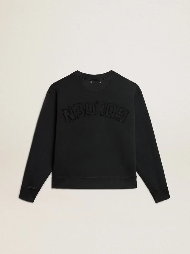 Sweatshirt i tvättad svart med omvänt logo på ryggen – Jersey Capsule