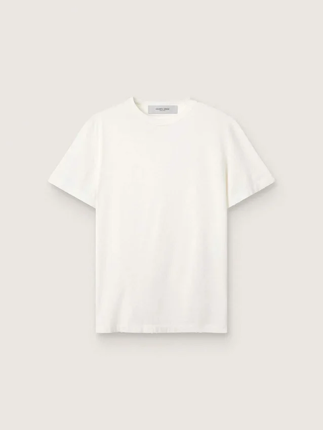 T-shirt för damer i vit, sliten stil med normal passform