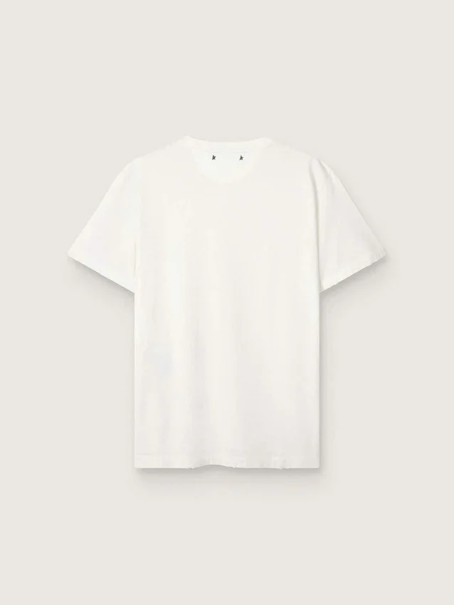 T-shirt för damer i vit, sliten stil med normal passform