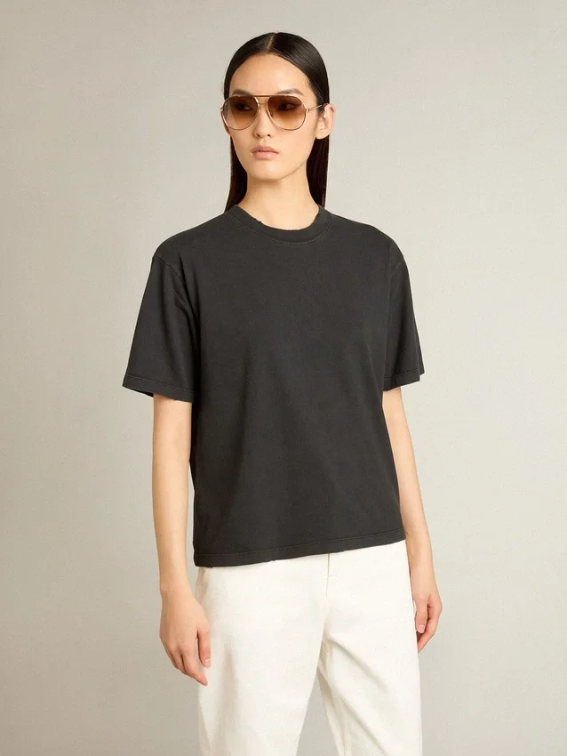 T-shirt i tvättad svart med omvänt logo på ryggen – Jersey Capsule