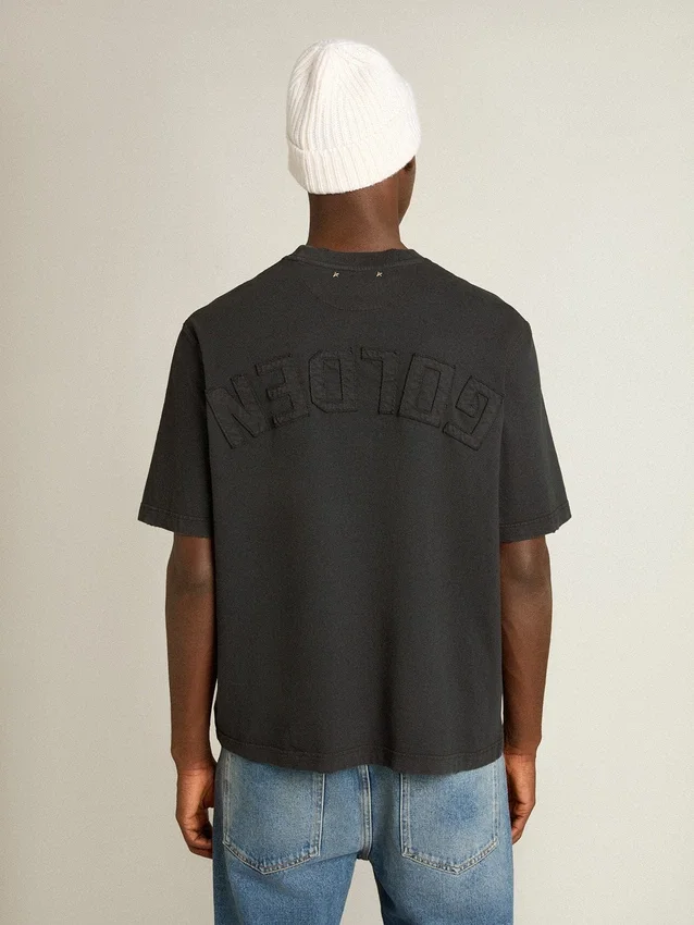 T-shirt i tvättad svart med omvänt logo på ryggen – Jersey Capsule
