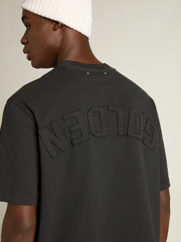 T-shirt i tvättad svart med omvänt logo på ryggen – Jersey Capsule