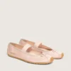 Étoile-ballerinaskor i puderrosa satin med puderrosa broderad stjärna och elastisk rem