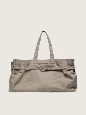 Tote-väska i antracitfärgad canvas med broderi och detaljer i antiksilver