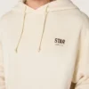 Unisex-hoodie med stjärna i vit bomull med logotryck
