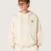 Unisex-hoodie med stjärna i vit bomull med logotryck