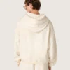 Unisex-hoodie med stjärna i vit bomull med logotryck