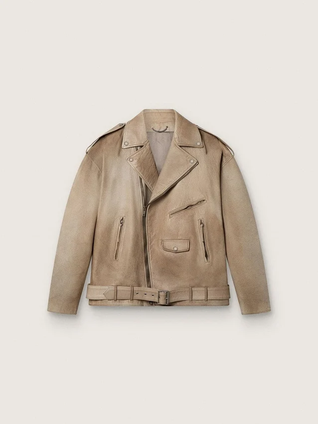 Unisex-läderjacka, handbehandlad och handfärgad