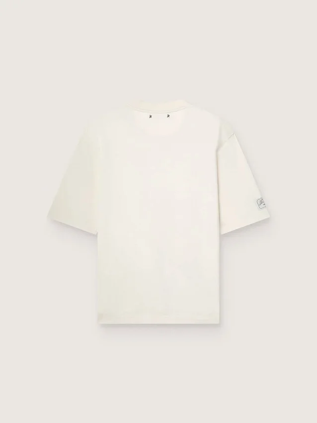 Unisex Resort-skjorta i vit bomull med tryck och logotyp