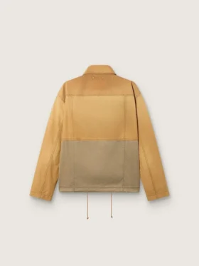Unisex-safarijacka i beige och militärgrön bomull med stora fickor