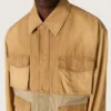 Unisex-safarijacka i beige och militärgrön bomull med stora fickor