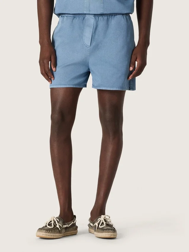 Unisex-shorts i ljusblå bomullstwill