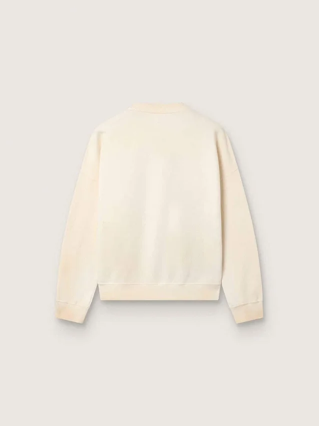 Unisex-sweatshirt i bomull i vintagevitt med broderade VCE-märken