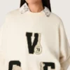 Unisex-sweatshirt i bomull i vintagevitt med broderade VCE-märken