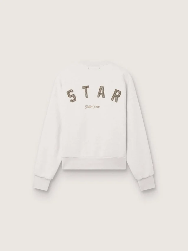 Unisex-sweatshirt i grå bomull med broderi och kristaller
