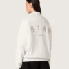 Unisex-sweatshirt i grå bomull med broderi och kristaller
