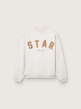 Unisex-sweatshirt i grå melerad bomull med broderat ”Star”-märke
