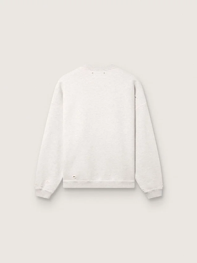 Unisex-sweatshirt i grå melerad bomull med broderat ”Star”-märke