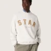 Unisex-sweatshirt i grå melerad bomull med broderat ”Star”-märke