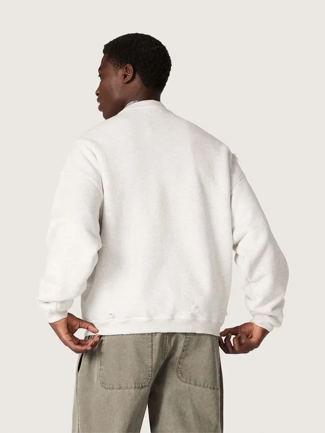 Unisex-sweatshirt i grå melerad bomull med broderat ”Star”-märke