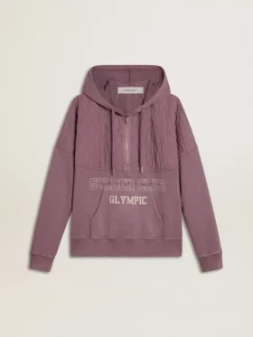 Unisex-sweatshirt i mauve bomull med tryck på framsidan