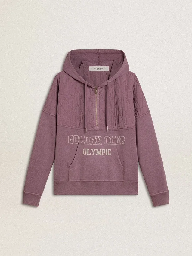 Unisex-sweatshirt i mauve bomull med tryck på framsidan