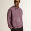 Unisex-sweatshirt i mauve bomull med tryck på framsidan