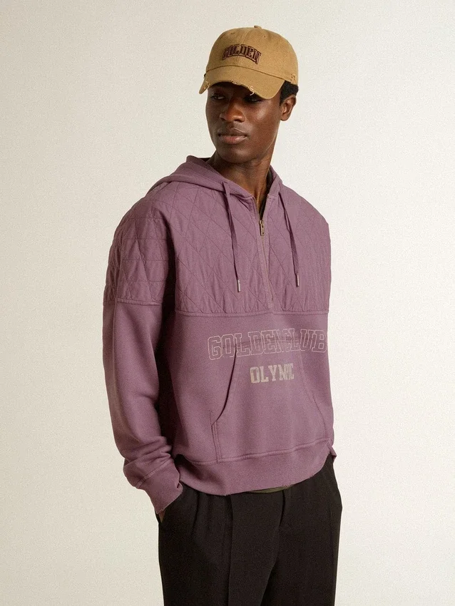 Unisex-sweatshirt i mauve bomull med tryck på framsidan