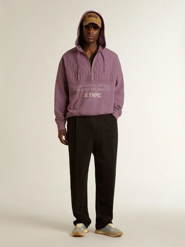 Unisex-sweatshirt i mauve bomull med tryck på framsidan