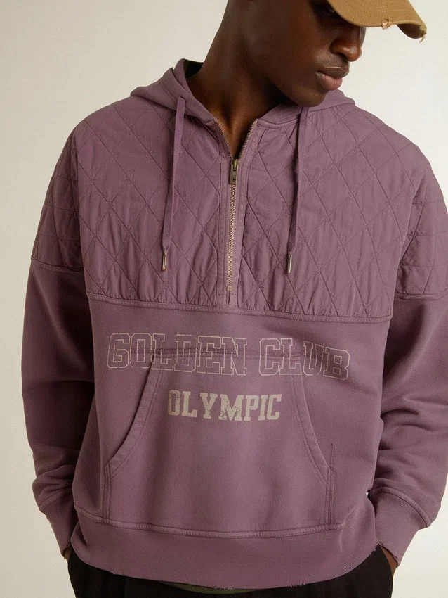Unisex-sweatshirt i mauve bomull med tryck på framsidan