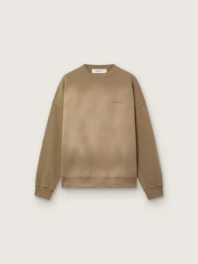Unisex-sweatshirt i militärgrön bomull med blekt utseende och broderad logotyp